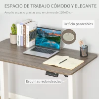 Vinsetto Escritorio Eléctrico de Pie 120x60x72-116 cm Macro de Escritorio de Altura Ajustable con 4 Teclas de Memoria Automática Inteligente para Oficina Casa Blanco(m-5)