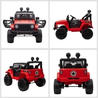 HOMCOM Kids Electric Ride On Car 12V Off Road Toy with Parental Remote Control 2 Motors Horn Lights Suspension Wheels for 3-6 Years Old Red(m-8)