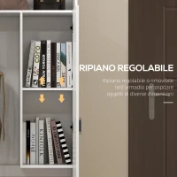 HOMCOM Mobile Multiuso con Ripiano Aperto, 2 Ante e Ripiani Regolabili, 70x35x188cm, Bianco(m-7)