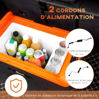 Outsunny Glacière électrique 40L portable, réfrigérateur congélateur avec poignées - dim. 58,7L x 36,5l x 43,8H cm orange et noir(m-6)