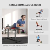 SPORTNOW Sedia Romana Regolabile su 6 Posizioni con Maniglie Laterali, in Acciaio e PU, 110x70x95 cm, Nero(m-4)