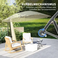 Outsunny Cantilever Parasol Alu Ø 260 cm, Waterdichte Slingerparasol met Standaard, Kruk, Beige(m-6)