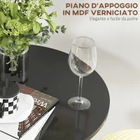 HOMCOM Tavolo Alto da Bar Moderno Rotondo con Base in Acciaio e Piano in MDF, Ø70x102cm, Nero(m-5)