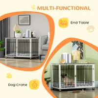 PawHut Indoor Dog Crate Furniture, Side End Table, with Soft Washable Cushion, Lockable Doors, for Small and Medium Dogs(m-5)
