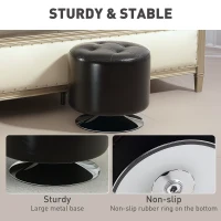 HOMCOM 360° Swivel Foot Stool Round PU Footstool with Thick Sponge Padding and Solid Steel Base, Brown(m-6)