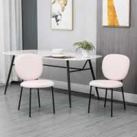 HOMCOM Juego de 2 Sillas de Comedor con Respaldo y Patas de Acero para Salón Cocina Carga 120 kg 46x59x82 cm Rosa Claro(m-2)