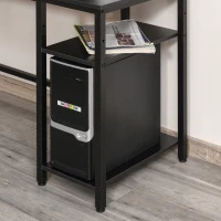 HOMCOM Scrivania Angolare in Stile Industriale con Ripiano Laterale, in Legno e Metallo Nero, 150x120x75cm(m-8)