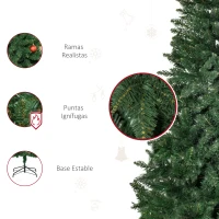 HOMCOM Árbol de Navidad Artificial 180 cm Ignífugo con 724 Ramas con 2 Tipos de Puntas de PVC Base Plegable y Soporte de Acero Decoración Navideña de Interior Verde(m-5)