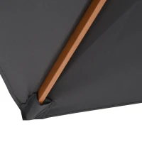 Outsunny 2 x 3m Wooden Garden Parasol Umbrella Outdoor Sun Shade Canopy, Dark Grey(m-8)
