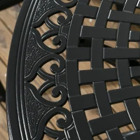 Outsunny Cast Aluminium 4 Seater Outdoor Dining Set with Cushions Parasol Hole Black(m-8)