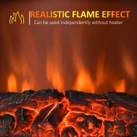 HOMCOM Electric Stove Heater with Realistic Flame Effect, 2000W Portable Indoor Freestanding Electric Fireplace with Adjustable Thermostat, Black(m-6)