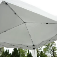 Outsunny Gazebo Pieghevole da Giardino 2.4x2.4m con Struttura in Acciaio e Corde Antivento, Bianco(m-9)