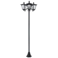 Outsunny Farola Solar de Jardín con 3 Luces LED Impermeable IP44 Sensor de Noche Farol de Exterior 51,5x47x182,5cm Negro(m-11)