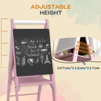 AIYAPLAY Three-In-One Easel for Kids, with Paper Roll, Adjustable Height - Pink(m-5)