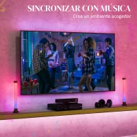 HOMCOM Conjunto de Lámparas de Mesa con Control Remoto App Bluetooth Sincronización con Música y Temporizador Blanco(m-7)