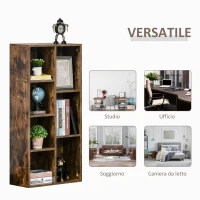 HOMCOM Mobile Libreria a 7 Cubi di Diverse Dimensioni in MDF, Arredamento Moderno Casa e Ufficio, 50x24x106cm, Marrone Rustico(m-6)