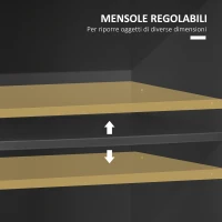 HOMCOM Mobile Dispensa Alto con Ripiani Regolabili Aperti, Cassetto e Armadietto, in Truciolato e MDF, 60x42x180 cm, Grigio(m-5)