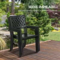 Outsunny Set da Giardino con 4 Sedie Impilabili e Tavolo Quadrato Effetto Marmo, Grigio(m-5)