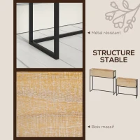 Outsunny Lot de 2 jardinières sur pieds en bois et métal 2 tailles 80 x 20 x 70 cm - 60 x 20 x 50 cm noir et naturel(m-5)