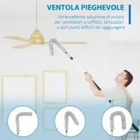 HOMCOM Kit di Pulizia per Casa e Ufficio con Asta, Spolverino per Ragnatele, Spolverino in Microfibra e Spolverino per Ventilatore(m-6)