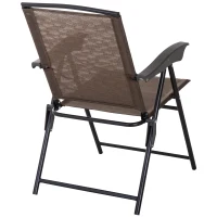 Outsunny Ensemble de Jardin 3 pièces 2 chaises inclinables Multi-Positions Pliables + Table Ronde Verre trempé métal textilène Chocolat(m-7)