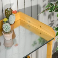 Outsunny Table de rempotage pliable - table de jardinage avec étagère plateau acier galvanisé avec rebord - table de plantation bois sapin pré-huilé(m-8)