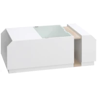 HOMCOM Tavolino da Salotto Moderno con Ripiani e Scomparti Nascosti in Legno e Vetro, 100x55x36cm(m-1)