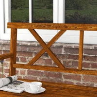 Outsunny Two-Seater Fir Wood Bench, with Bottom Shelf - Natural(m-8)