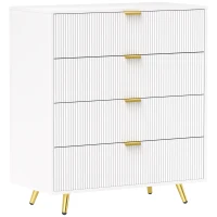 HOMCOM Elegant Four-Drawer Bedside Table - White(m-1)