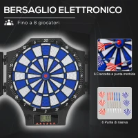 SPORTNOW Bersaglio Freccette Elettronico in PP con 6 Freccette e Monitor LCD, 83x45x4 cm, Rosso e Nero(m-4)