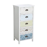 HOMCOM Chiffonnier style néo-rétro graphique 5 tiroirs blanc(m-1)