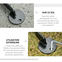 Outsunny Support de fauteuil suspendu, support chaise suspendue base en X boucle à ressort charge 120 kg 114 x 80 x 208 cm noir(m-5)