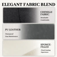 HOMCOM Accent Chair with Foot Pads, Upholstered Armchair with Chenille Fabric Front and PU Back, Occasional Chair for Living Room Bedroom, Black(m-4)