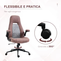 Vinsetto Sedia da Ufficio Ergonomica con Altezza Regolabile, Braccioli Ribaltabili e 5 Ruote, 67x70x114-124 cm(m-7)