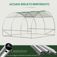Outsunny Serra a Tunnel 3x3x2m con Porta e 6 Finestre, Doppia Copertura in PE e Struttura in Acciaio(m-7)