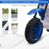 HOMCOM Moto Eléctrica para Niños de +3 Años 12V Moto de Juguete Infantil con 2 Ruedas de Equilibrio Velocidad 3-8 km/h Arranque Suave 106,5x51,5x68 cm Azul(m-7)