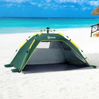 Outsunny Beach Tent for 1-2 Person Pop-up Design with 2 Mesh Windows & 2 Doors Dark Green(m-2)