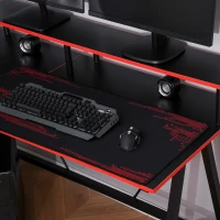 HOMCOM L Shaped Gaming Desk, Corner Computer Desk with Monitor Stand for Home Office, 140 x 130 x 93cm, Black and Red(m-8)