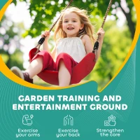 AIYAPLAY 10-Piece Zip Line Kit for Kids with 10m Slackline, Monkey Bars, Swing, Climbing Ladder, Hanging Tray, Metal Rings(m-6)