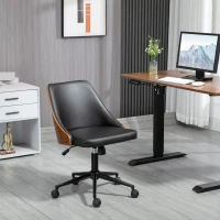 Vinsetto Chaise de bureau manager design vintage bois PU noir(m-2)
