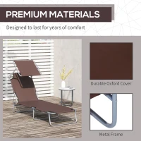 Outsunny Outdoor Foldable Sun Lounger, 4 Level Adjustable Backrest  Reclining Sun Lounger Chair with Angle Adjust Sun Shade Awning for Beach, Garden, Patio, Brown(m-5)