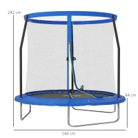 SPORTNOW 8ft Trampoline with Safety Enclosure Net, Steel Frame Outdoor Trampoline, with Edge, Safety Cover(m-3)