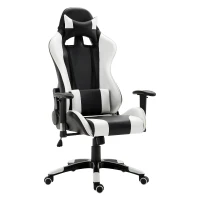 HOMCOM Fauteuil de bureau manager grand confort style baquet Racing pivotant inclinable avec coussins blanc noir(m-1)