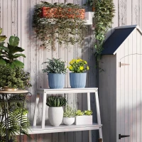 Outsunny Set of Two Ф22cm Planters - Blue(m-8)