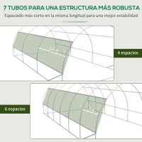 Outsunny Invernadero de Túnel 6x3x2 m Invernadero de Jardín con Puerta Enrollable 12 Ventanas Cubierta de PE 140 g/m² y Metal Galvanizado para Cultivos Plantas Verduras Blanco(m-8)