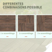 Outsunny Dalles terrasse - caillebotis - Lot de 27 pcs, Surface Max. 2,5 m²- emboîtables, Installation très Simple - Carreaux Bois Sapin teinté Noir(m-5)