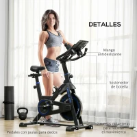 HOMCOM Bici Estática con Resistencia Regulable Volante de Inercia 8 kg Pantalla LCD Manillar y Asiento Ajustable Azul(m-8)