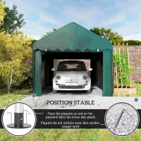 Outsunny Tente garage carport 3 x 6m Auvent de voiture robuste avec 2 portes enroulables, toile 200g PE, vert(m-7)