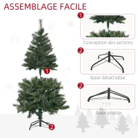 HOMCOM Sapin arbre de Noël artificiel 150 cm 665 branches + support pied vert(m-6)