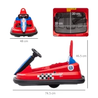 HOMCOM 6V Electric Kids Bumper Car, 6V Spin Waltz Car, with Music, Horn, Lights - Red(m-3)